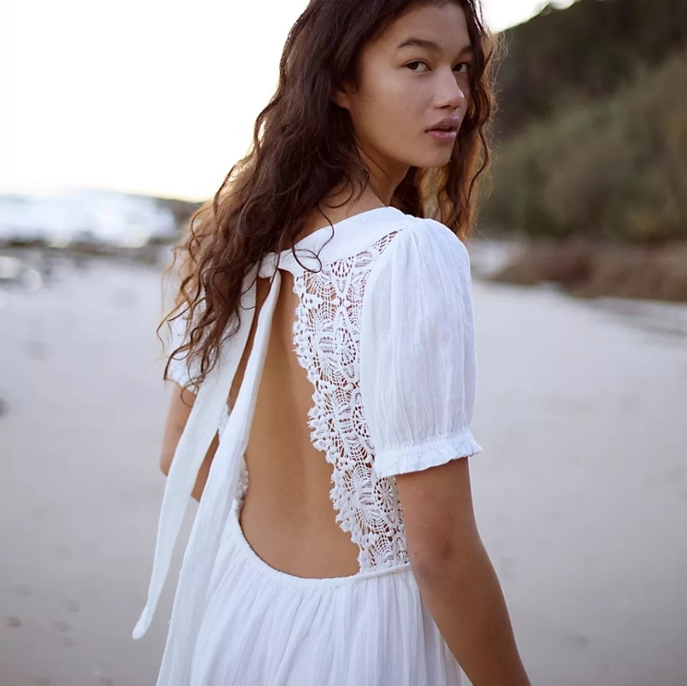 Free People All You Need Is Lace Midi Dress In Ivory - Picture 1 of 7
